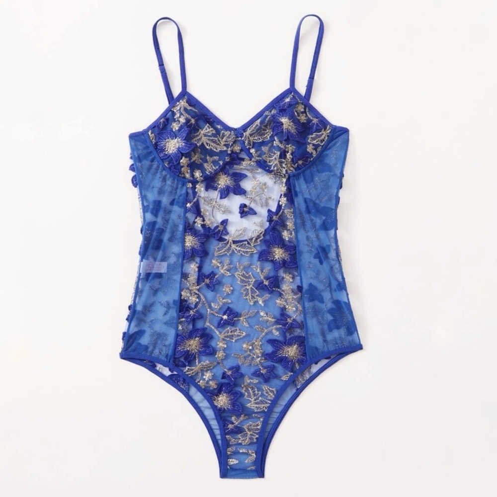 New Blue & Gold Large Bodysuit Lingerie